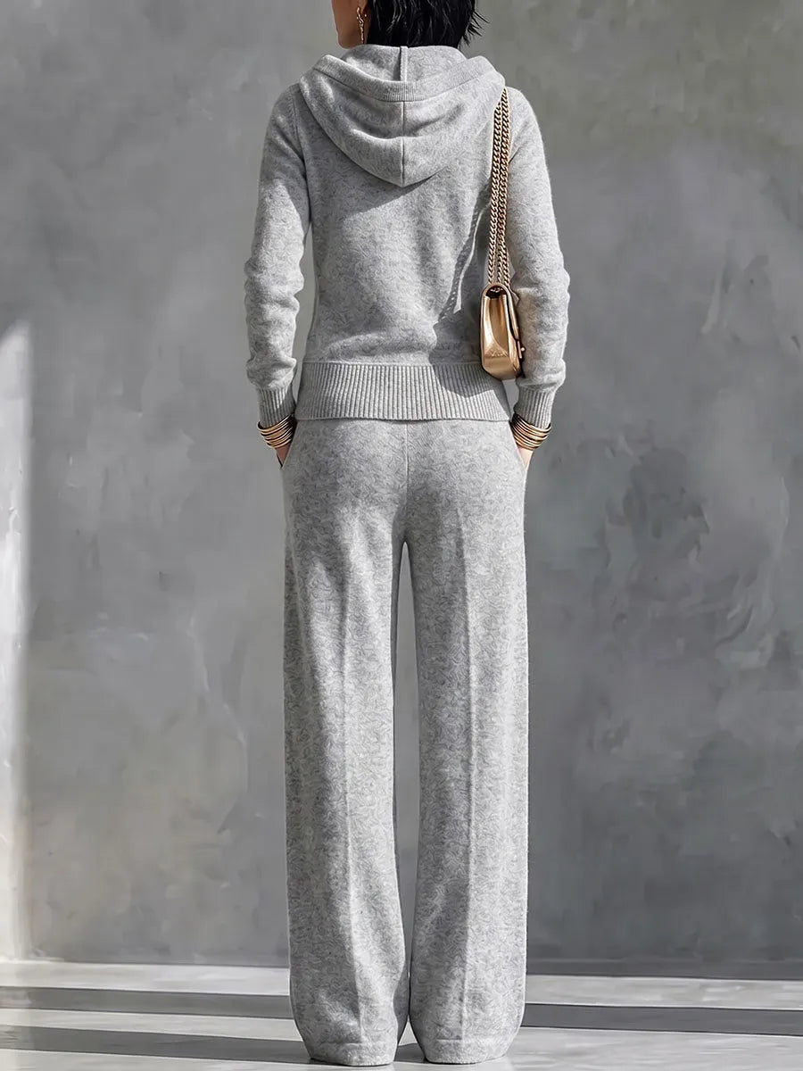 PORDENONE - Completo grigio con cardigan e pantaloni wide leg