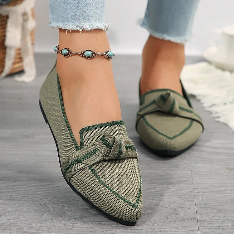 TALAMELLO - Ballerine Leopardate a Punta con Nodo Calzata Slip-On