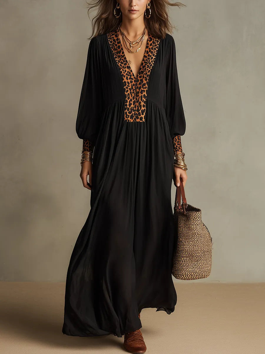 GROSIO - Abito Maxi Blu in Denim con Volant e Zip