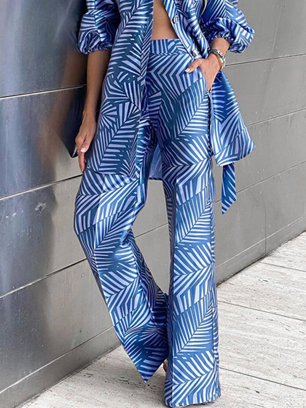 SILIGO - Fashion Two-Piece Long-Sleeved Straight-Leg Trousers