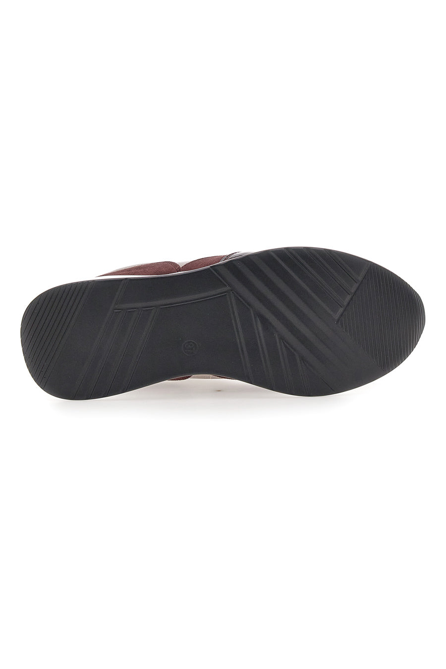 PATERNO - Sneakers donna beige e bordeaux con zip e dettagli verniciati