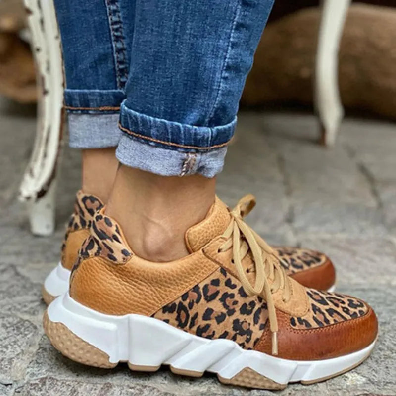 AVEZZANO - Sneakers vulcanizzate leopardate con suola alta