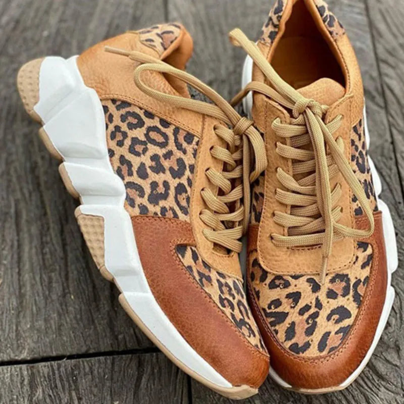 AVEZZANO - Sneakers vulcanizzate leopardate con suola alta