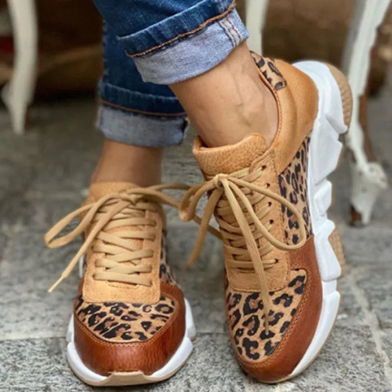 AVEZZANO - Sneakers vulcanizzate leopardate con suola alta