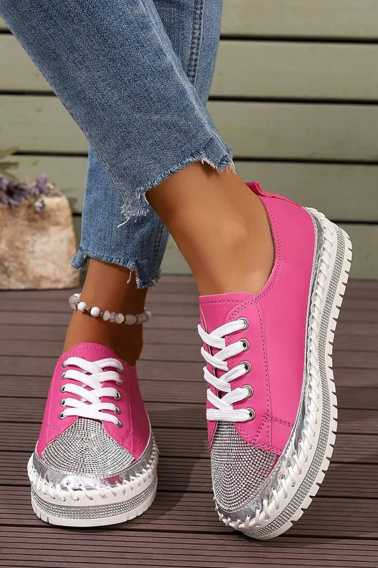 NIARDO - Sneakers con Strass e Dettagli Cuciti, Punta Tonda