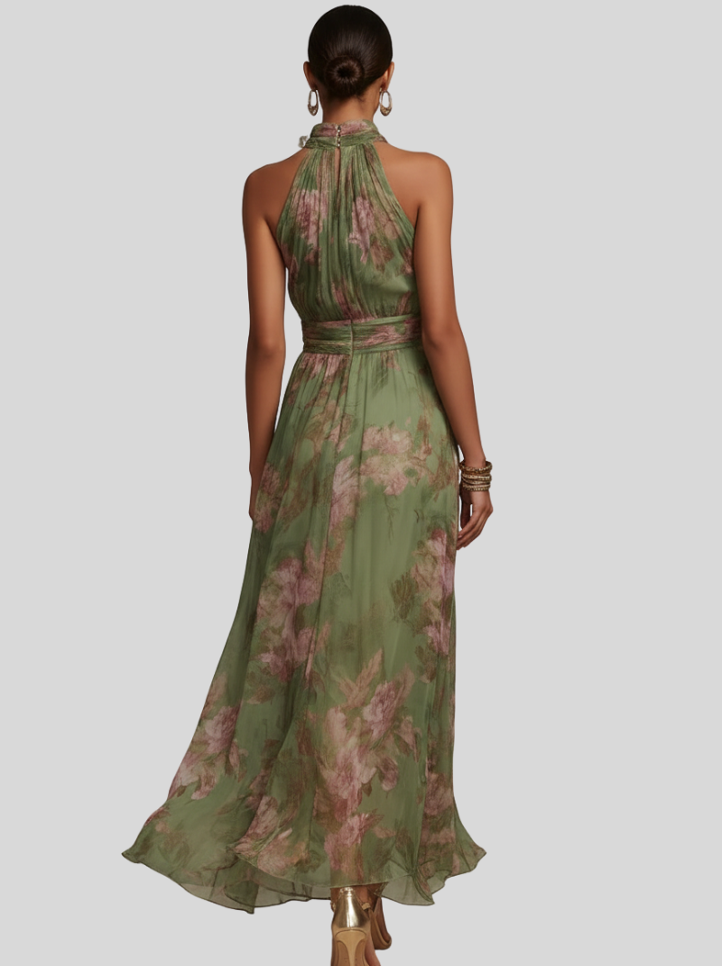BEATRICE - Abito Maxi Floreale Halter