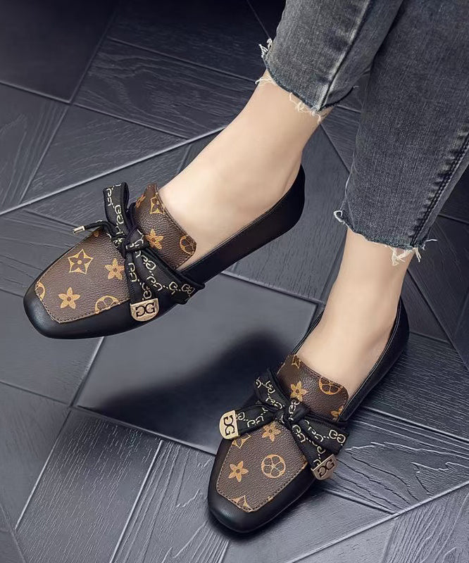DOLO - Mocassini marroni in ecopelle con fiocco decorativo