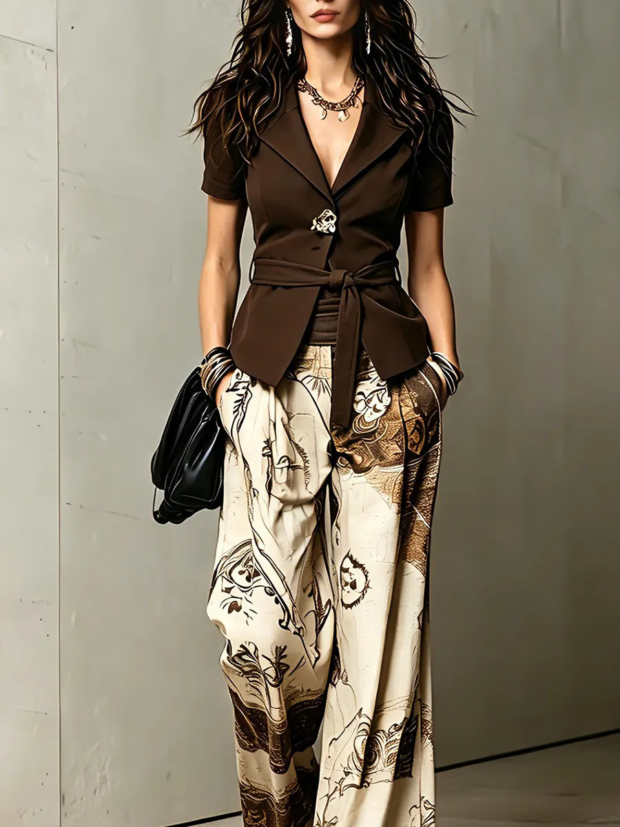 PROCENO - Completo sartoriale boho marrone