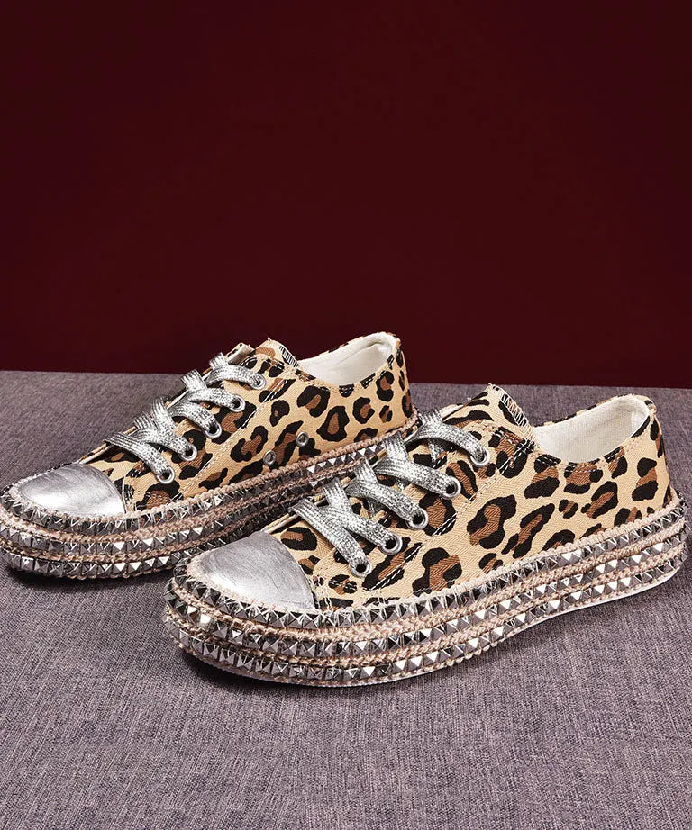 OROTELLI - Scarpe basse in cotone con stampa leopardata Boho