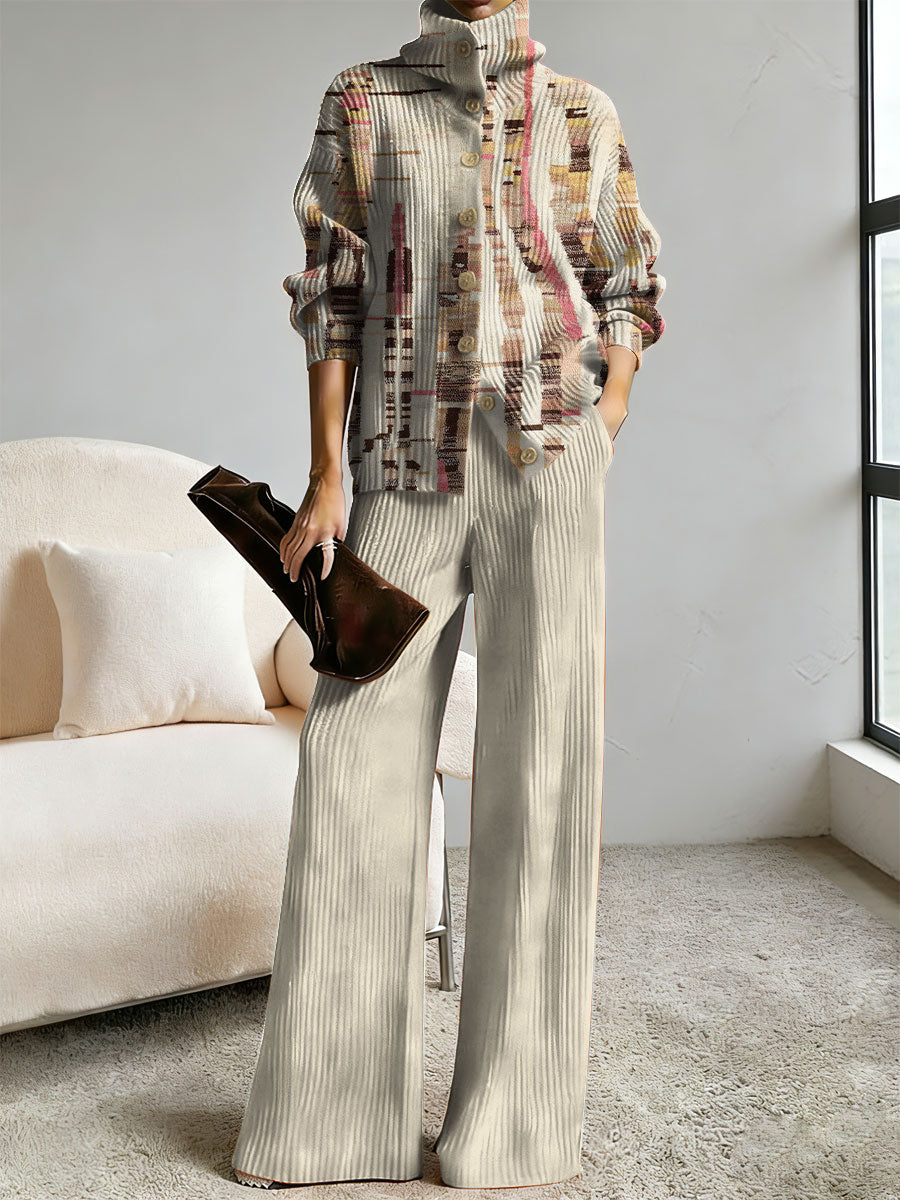 BALMUCCIA - Completo in maglia multicolor con stampa astratta vintage