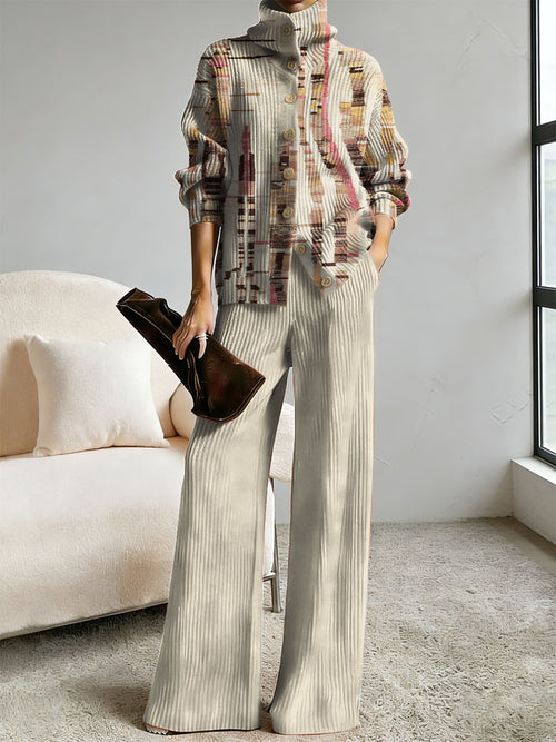 BALMUCCIA - Completo in maglia multicolor con stampa astratta vintage