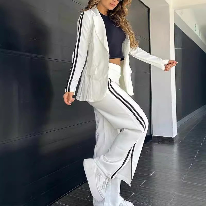 FELINO - Completo donna polo e pantaloni palazzo casual
