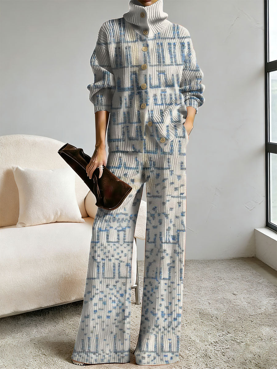 DENICE - Completo in maglia multicolor con stampa astratta vintage