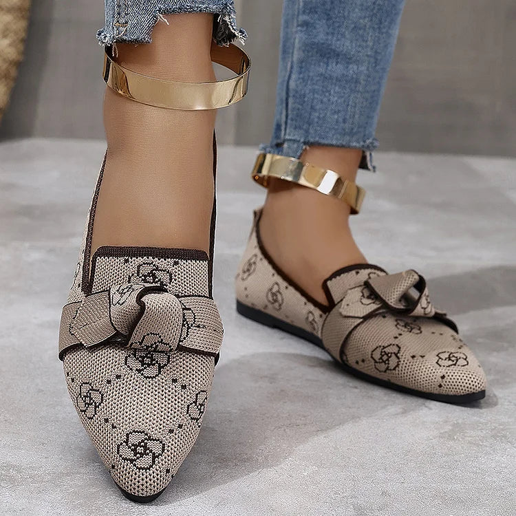 TALAMELLO - Ballerine Leopardate a Punta con Nodo Calzata Slip-On