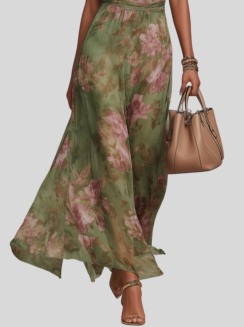 BEATRICE - Abito Maxi Floreale Halter