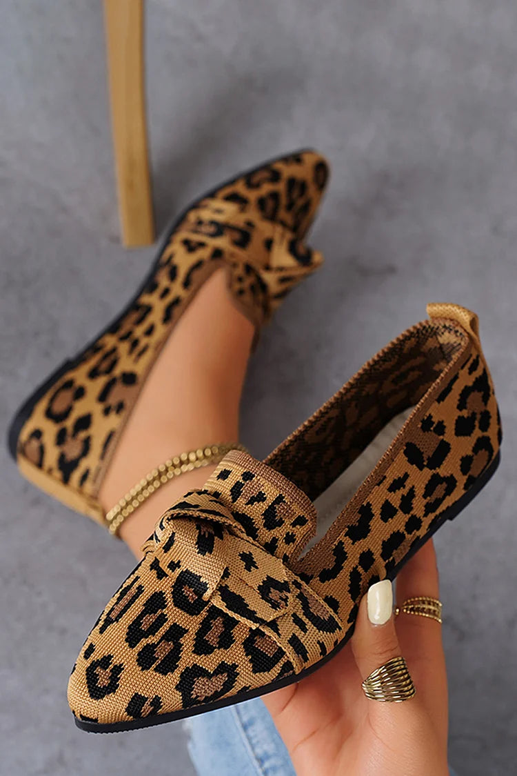 TALAMELLO - Ballerine Leopardate a Punta con Nodo Calzata Slip-On