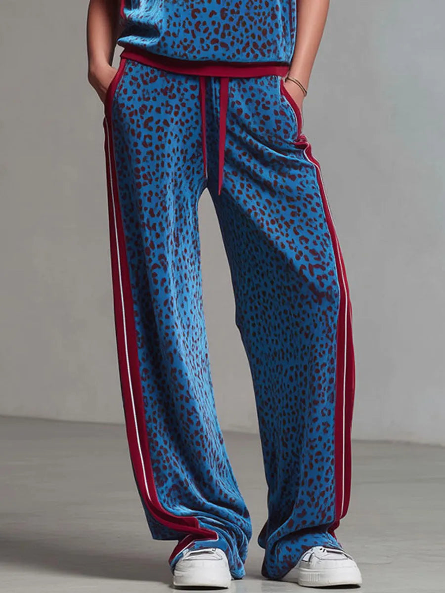 ORVIETO - Set top con cappuccio e pantaloni in velluto blu royal