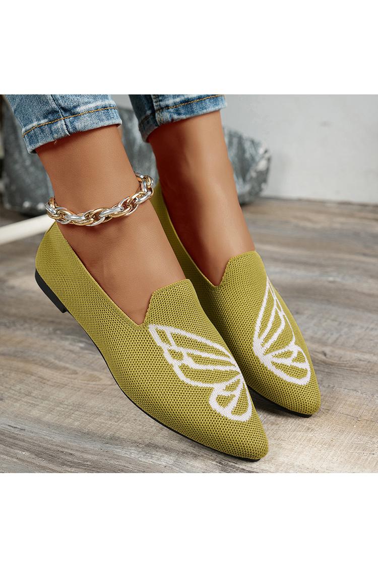 BRUGHERIO - Butterfly Pattern Colorblock Knitted Pointed Toe Casual Flats