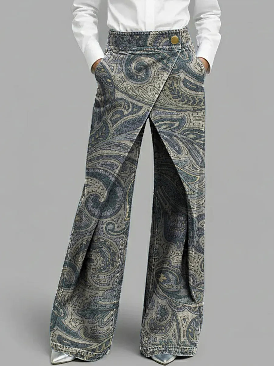 REFRANCORE - Jeans wide-leg multicolor a vita alta floreali