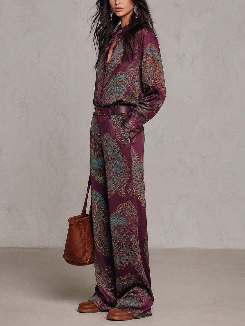 ABBATEGGIO - Completo satinato con stampa paisley vintage