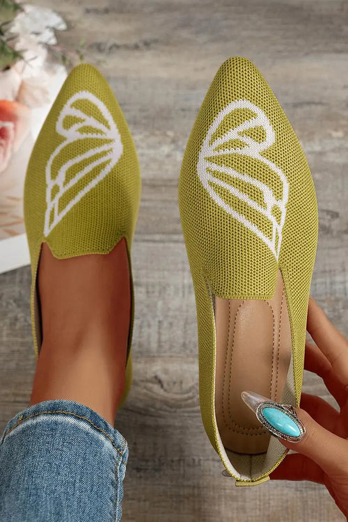 BRUGHERIO - Butterfly Pattern Colorblock Knitted Pointed Toe Casual Flats