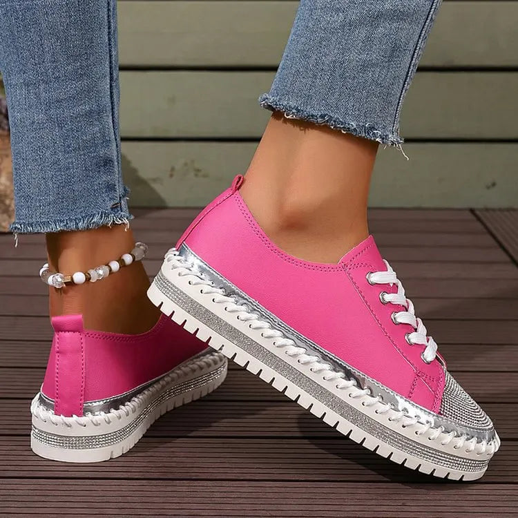 NIARDO - Sneakers con Strass e Dettagli Cuciti, Punta Tonda