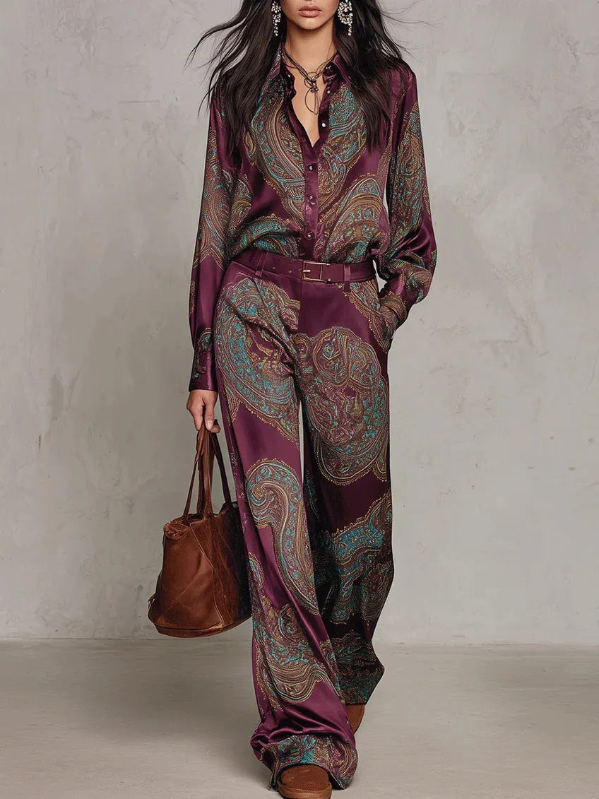 ABBATEGGIO - Completo satinato con stampa paisley vintage