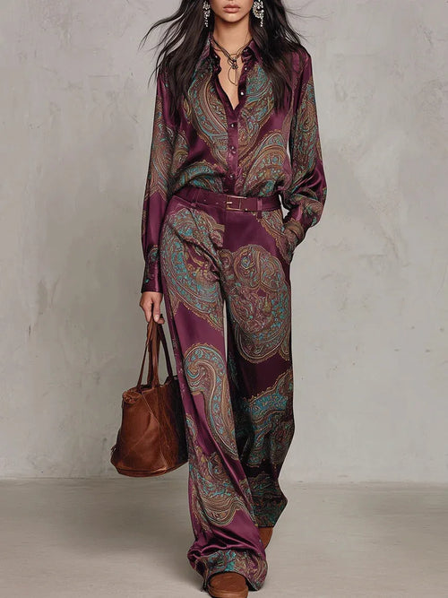 ABBATEGGIO - Completo satinato con stampa paisley vintage