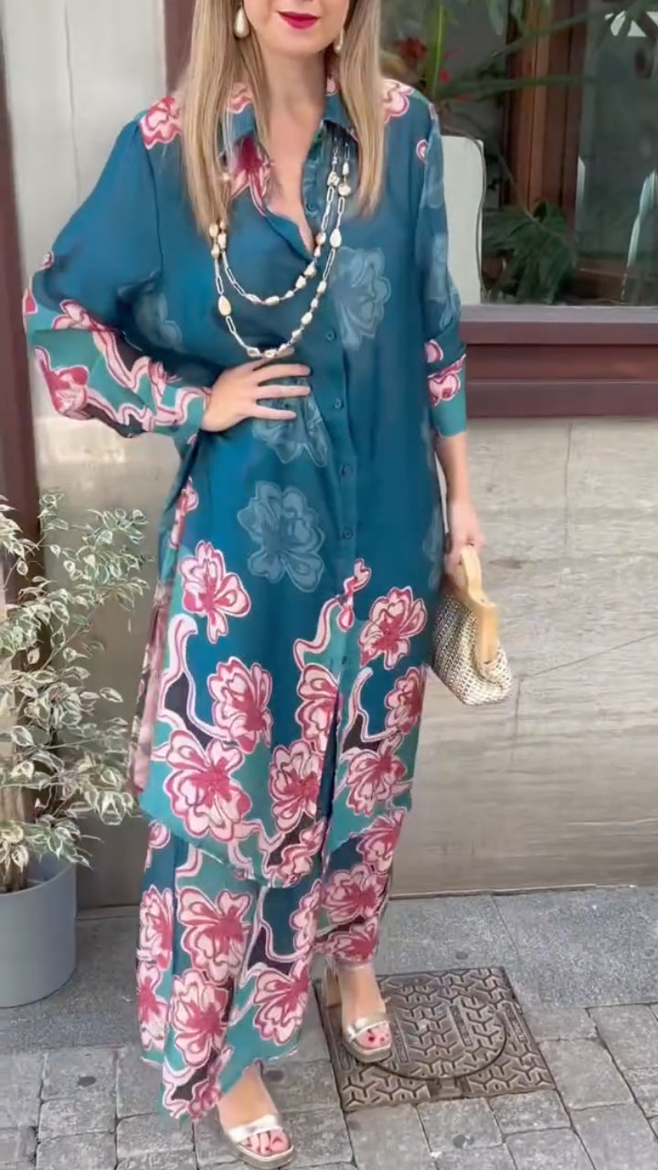 TOLMEZZO - Women's Lapel Printed Casual Suit