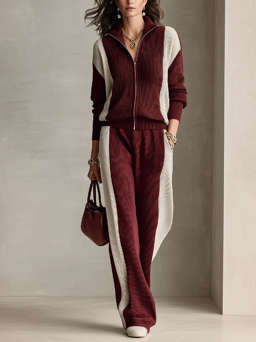 CALVANICO - Completo in maglia color bordeaux casual
