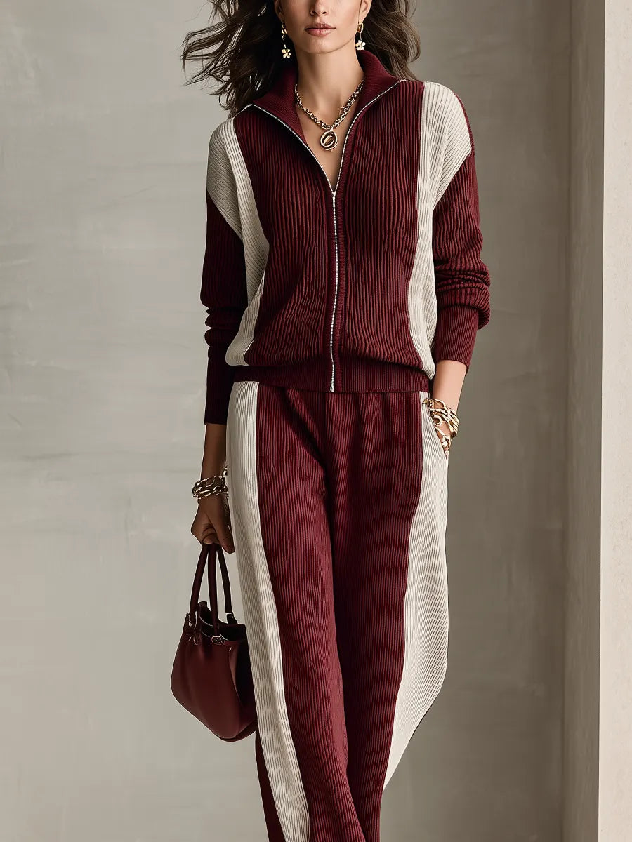 CALVANICO - Completo in maglia color bordeaux casual