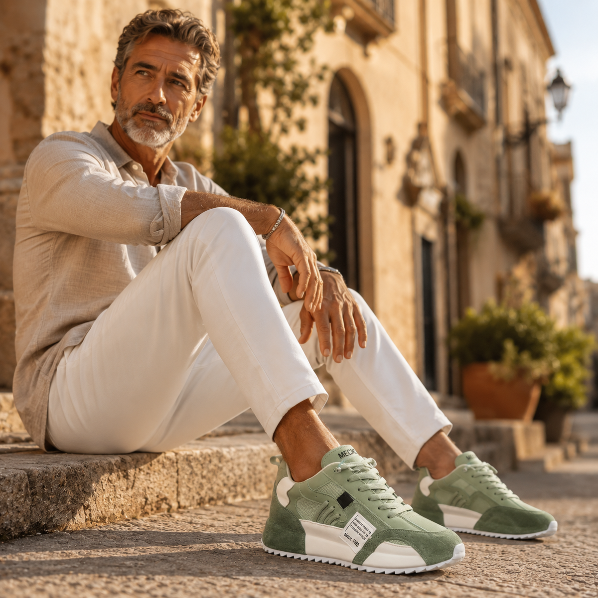 STIGLIANO - Sneakers Walking Street Style Bianche, Verdi e Grigie