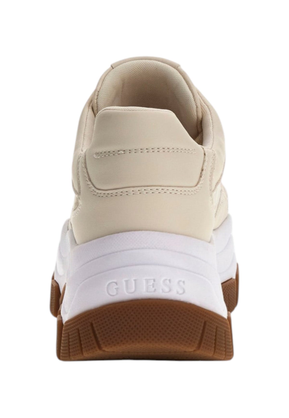 ELOISA - Sneakers basse marroni e beige in pelle dallo stile Guess