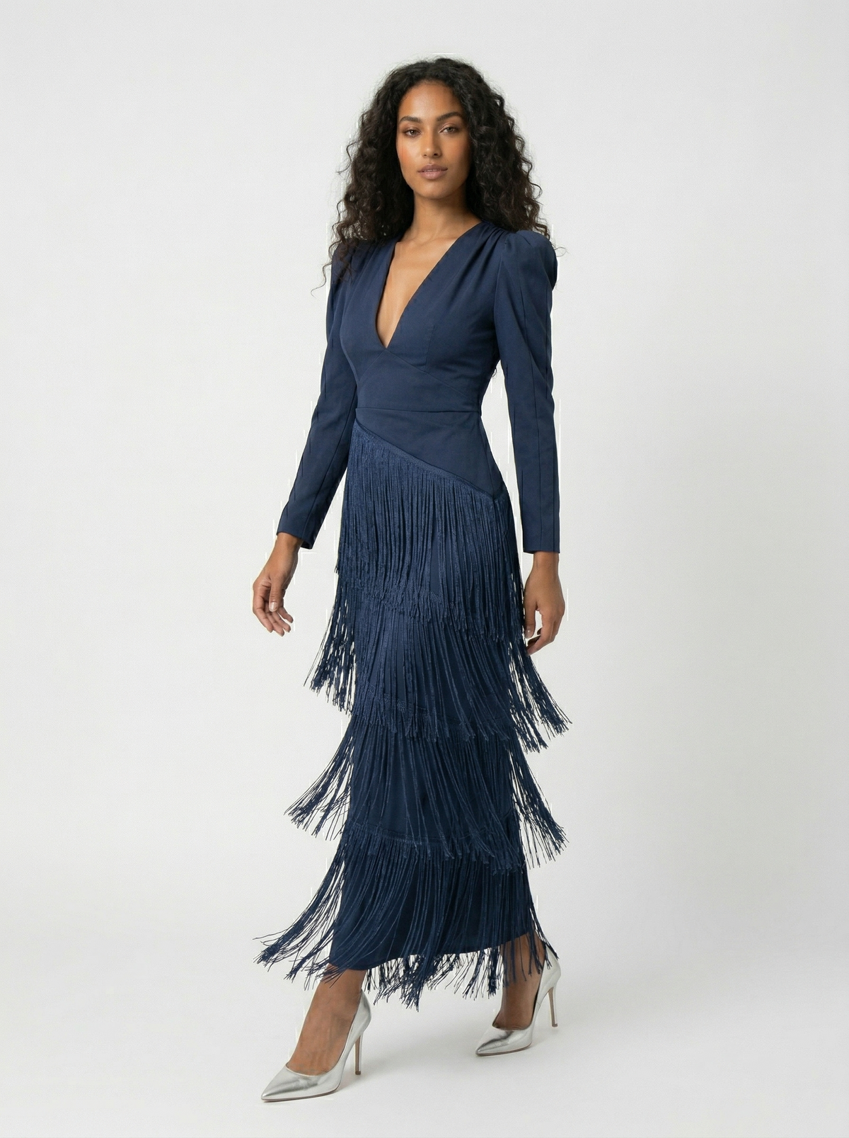 BEATRICE - Abito Stretch con Frange Diagonali