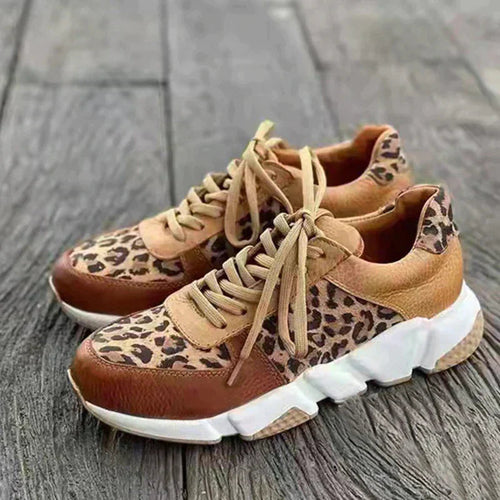 AVEZZANO - Sneakers vulcanizzate leopardate con suola alta