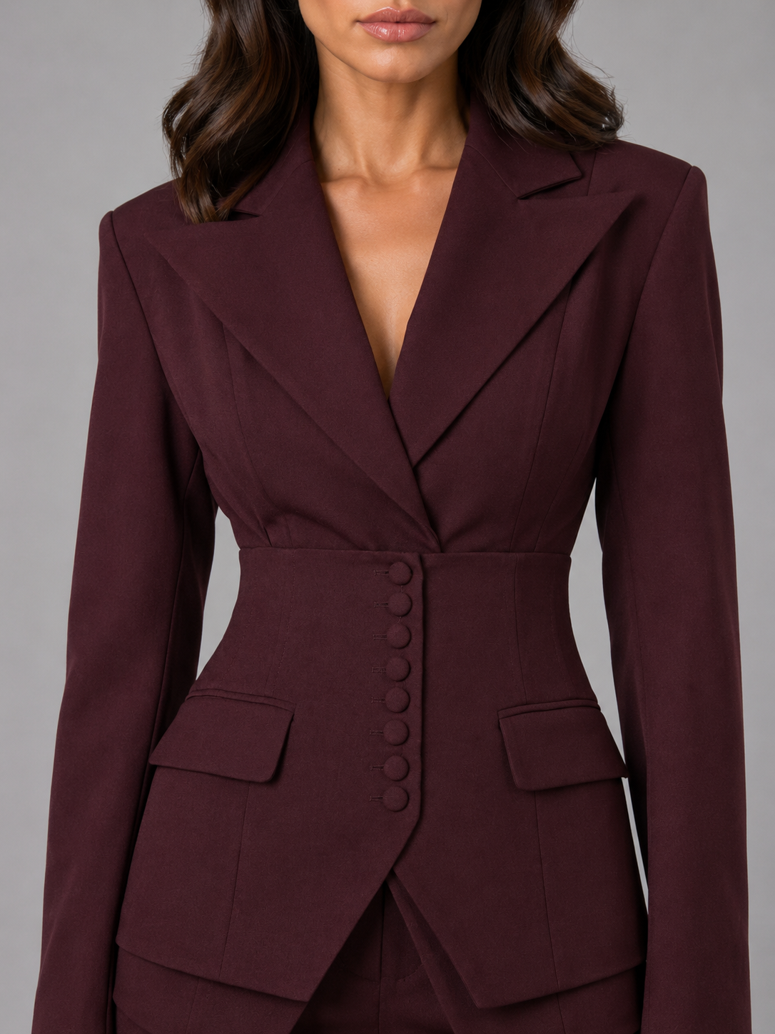 SORA - Tailleur 3 Pezzi Vita Sagomata e Pantaloni Palazzo