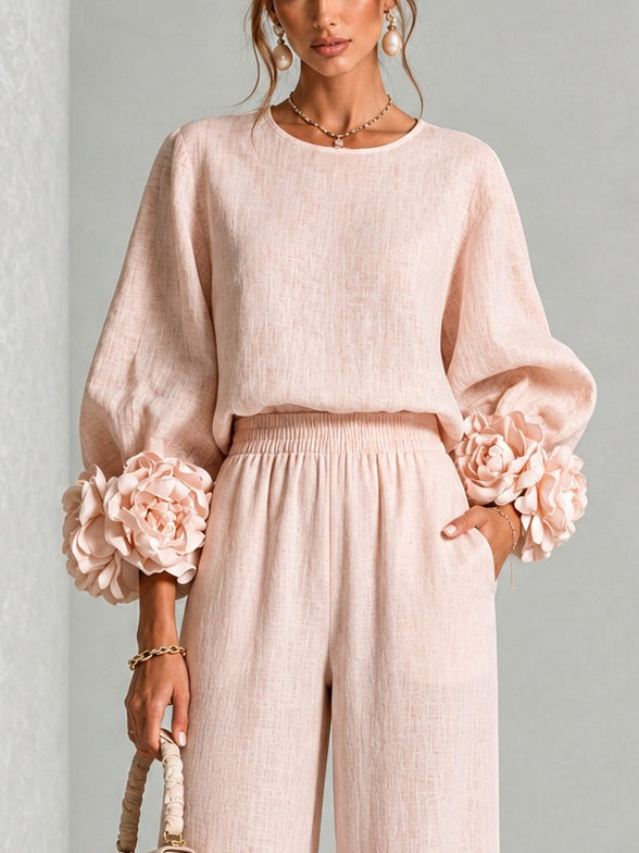 AURIGO - Completo donna a due pezzi con pantaloni ampi