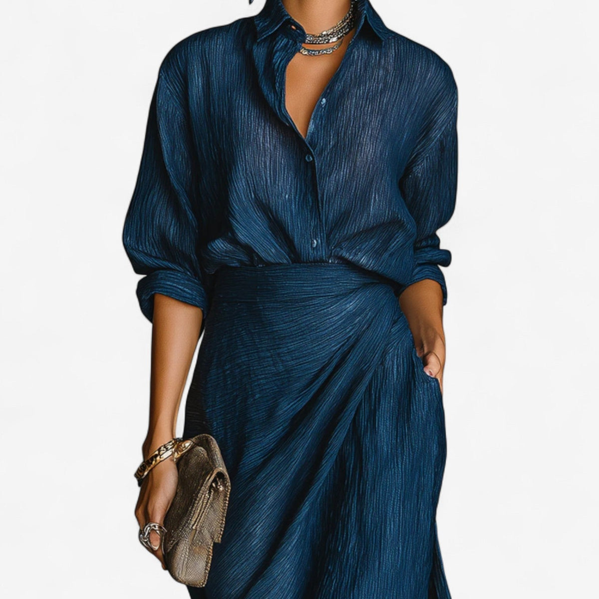 GIULIA - Abito Maxi in Denim Morbido