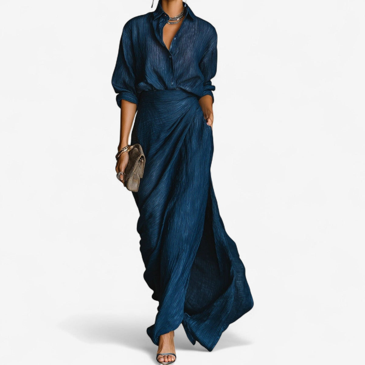 GIULIA - Abito Maxi in Denim Morbido