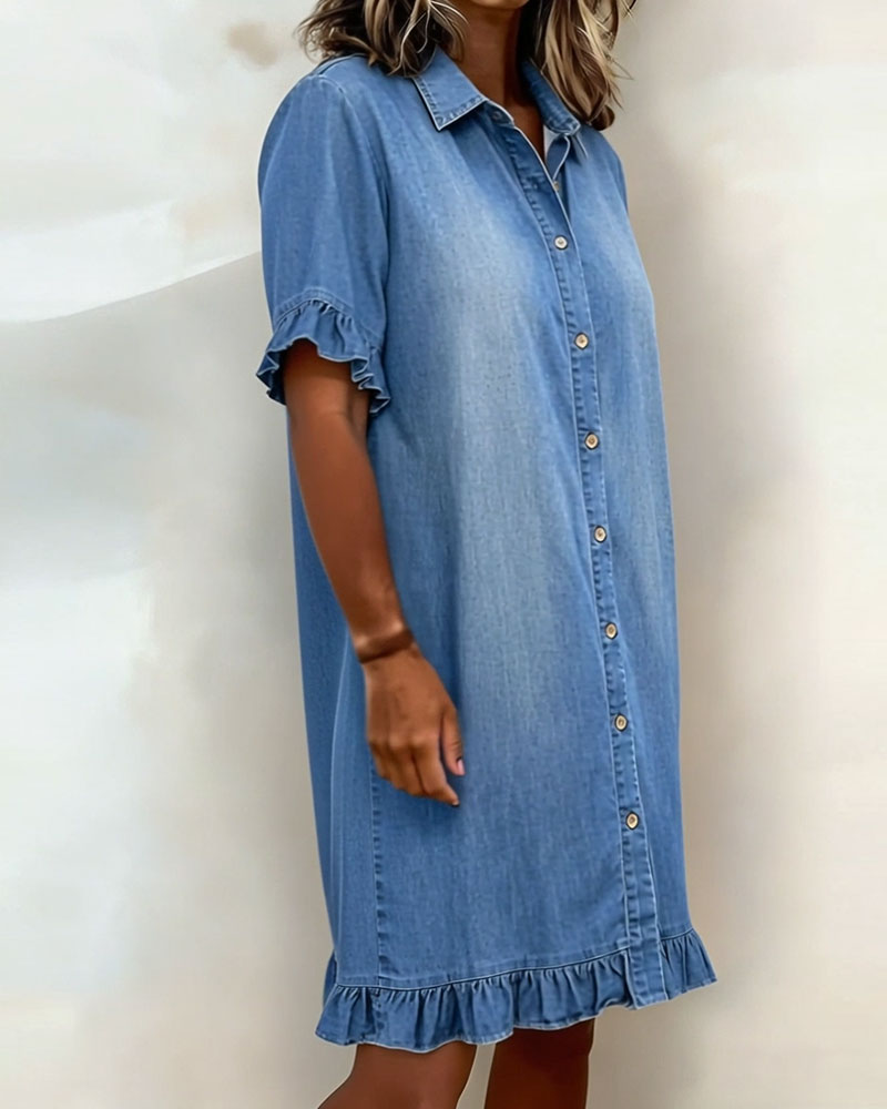 GIULIA - Abito in Denim con Maniche a Volant