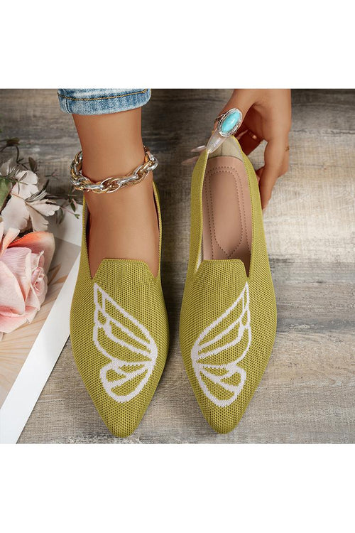 BRUGHERIO - Butterfly Pattern Colorblock Knitted Pointed Toe Casual Flats