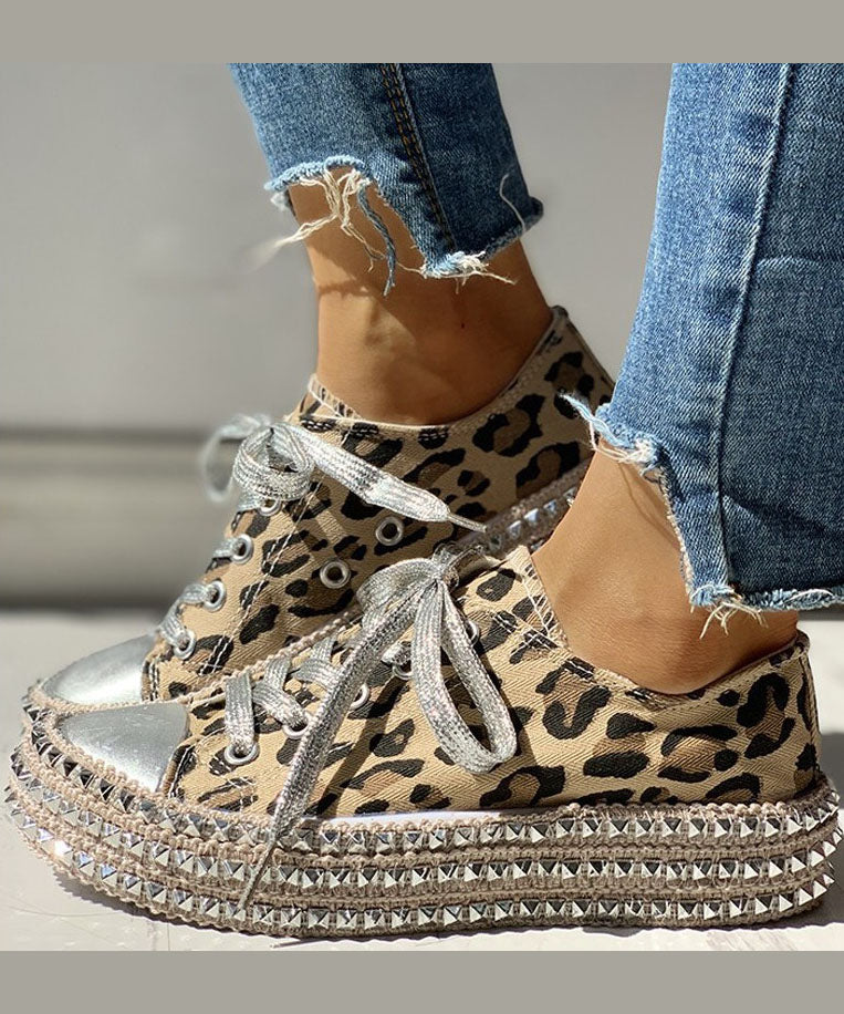 OROTELLI - Scarpe basse in cotone con stampa leopardata Boho