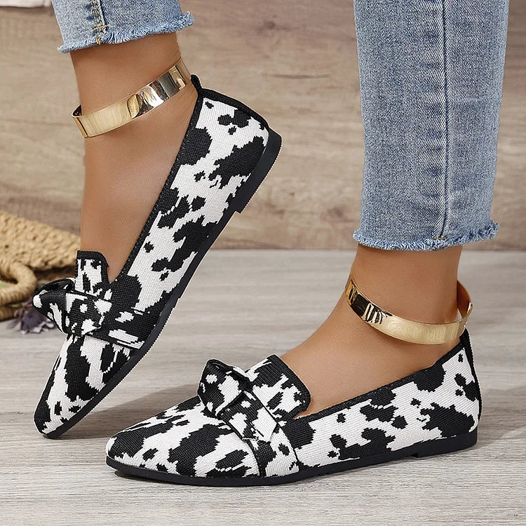 TALAMELLO - Ballerine Leopardate a Punta con Nodo Calzata Slip-On