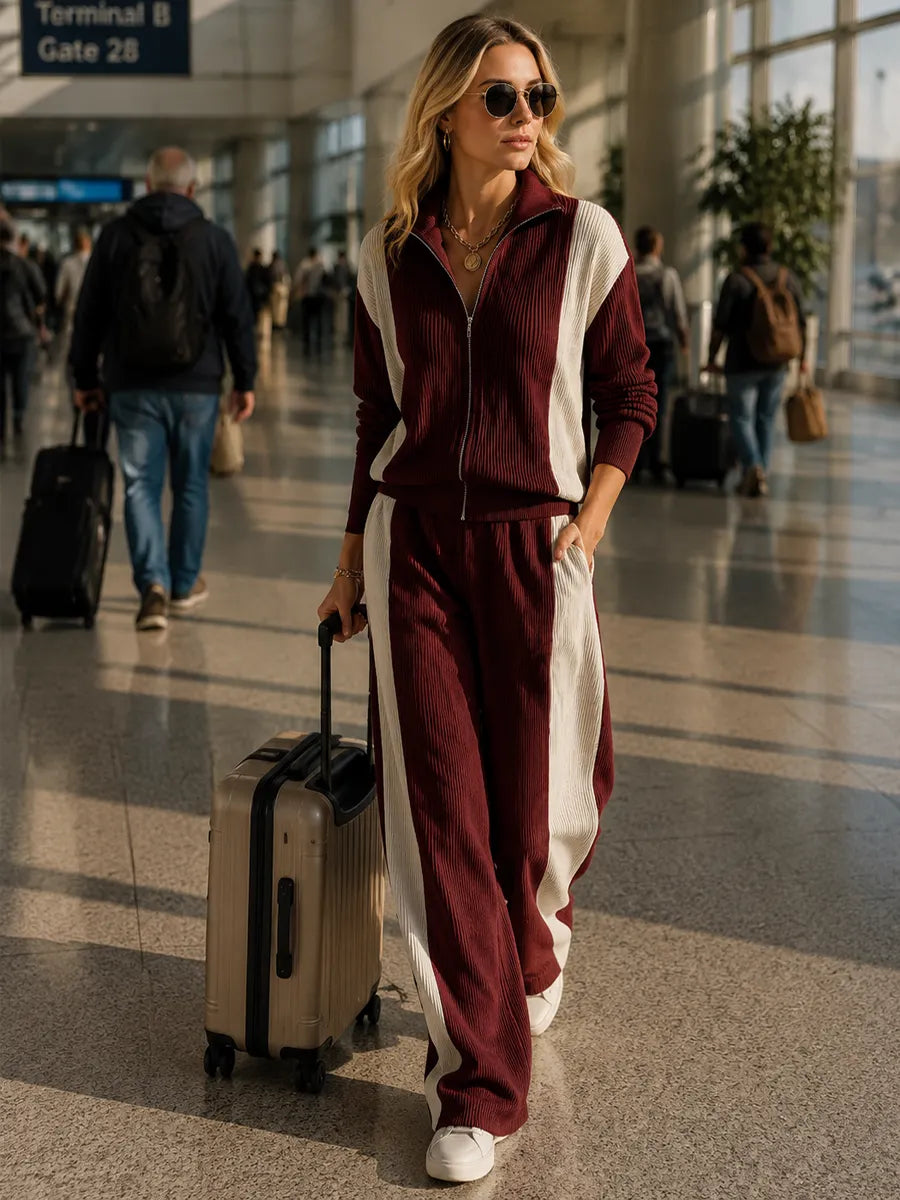 CALVANICO - Completo in maglia color bordeaux casual