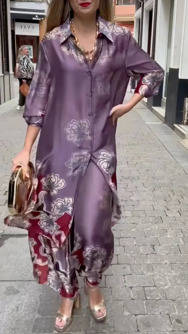 TOLMEZZO - Women's Lapel Printed Casual Suit