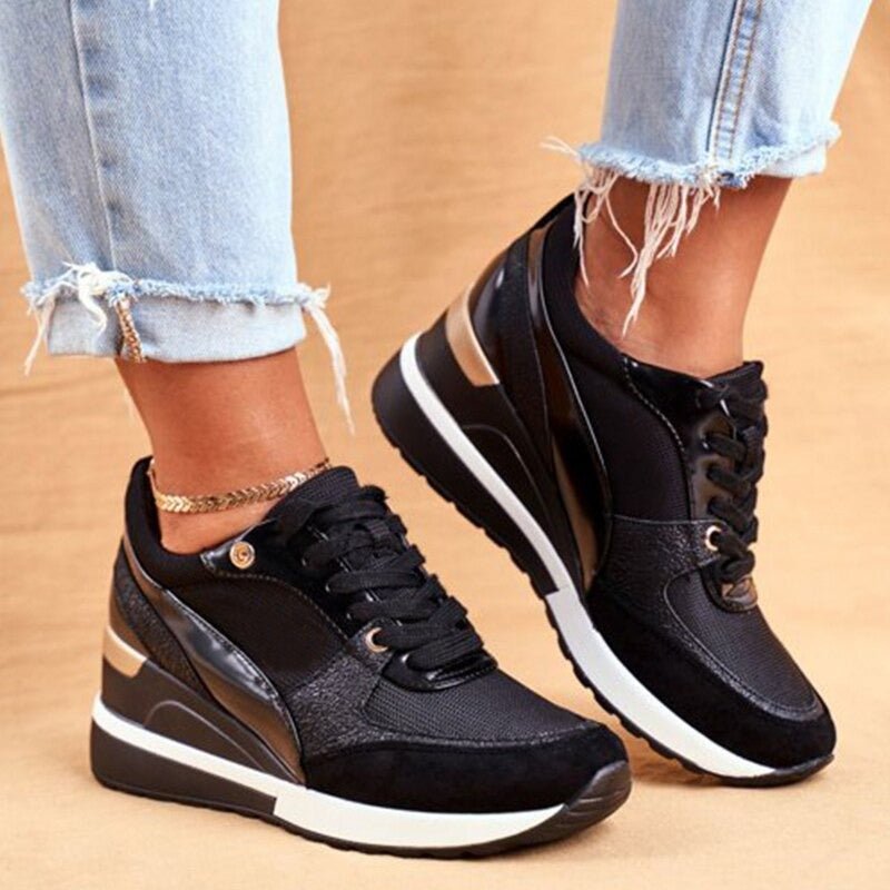 BOLOGNETTA - Damen Modischer Keilabsatz Sneaker | Zum Schnüren