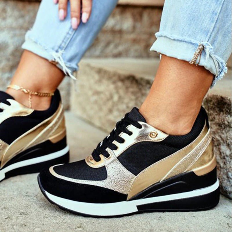 BOLOGNETTA - Damen Modischer Keilabsatz Sneaker | Zum Schnüren