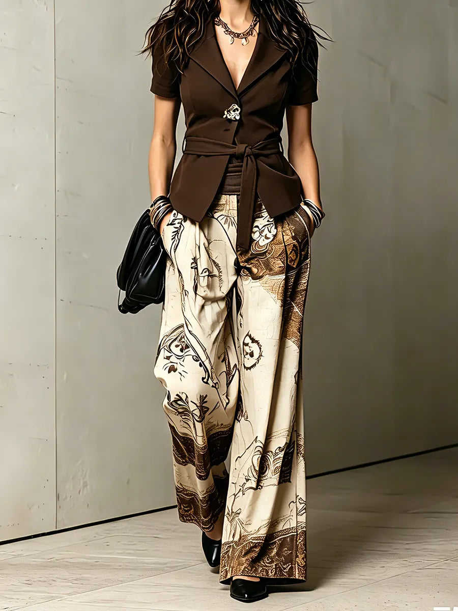 PROCENO - Completo sartoriale boho marrone