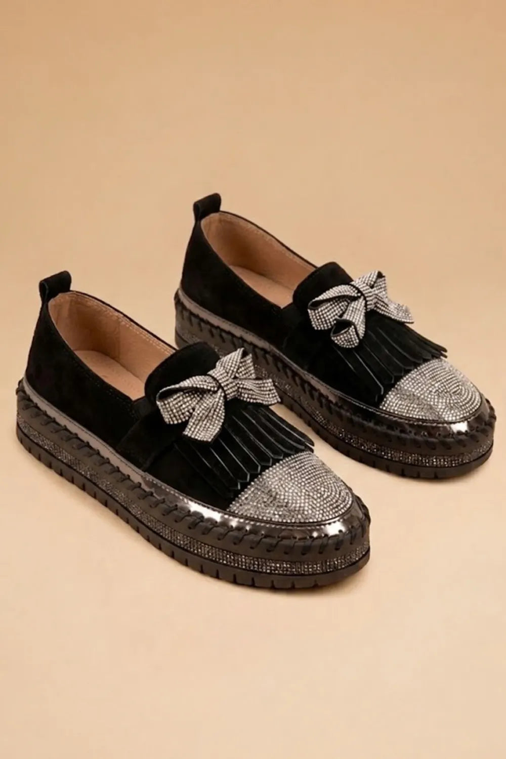 VISCHE - Sandali slip-on in velluto glamour nero, verde o marrone
