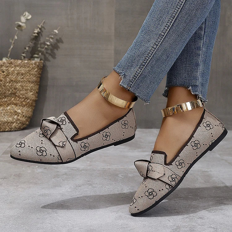 TALAMELLO - Ballerine Leopardate a Punta con Nodo Calzata Slip-On